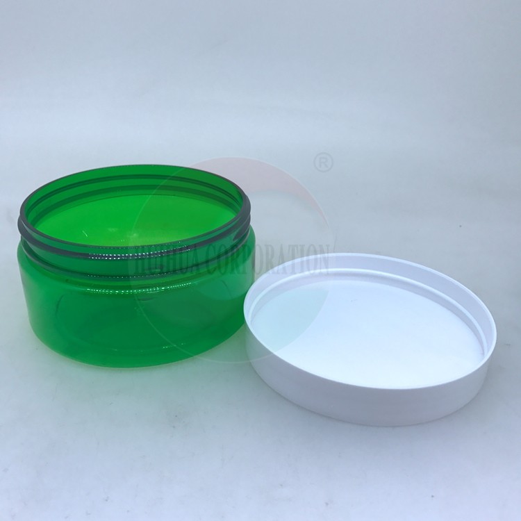 Leeres Plastik-HAUSTIER Glas mit grünem Körper/dem Cremetiegel-kosmetischen Verpacken