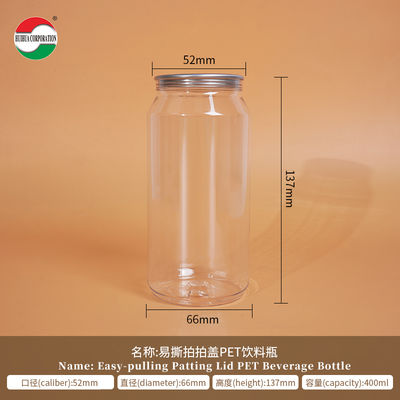 400ml PET Juice Bottle with Press Lid for Cold Filling