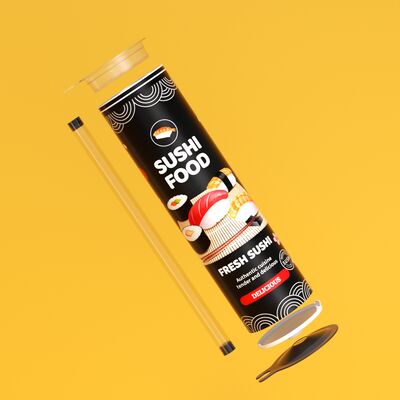 Custom Push Pop Sushi Paper Tube Packaging Sushi Push Pop Container Cylinder Push Up Paper Tube Packaging