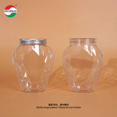 650ML Rhombus Shape PET Plastic Jar with Plastic Lid Food Grade Packaging Container Clear Bottle