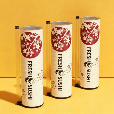 Eco-Friendly Food Grade Paper Composite Can with Push-Up Mechanism for Sushi Tube Packaging