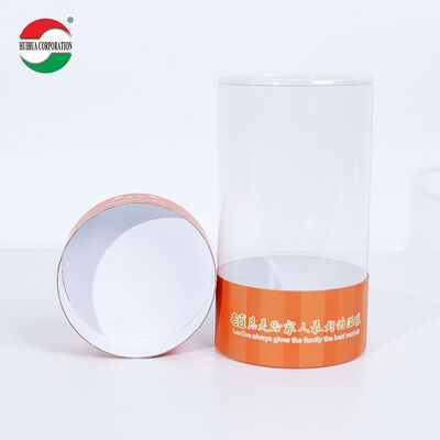 Food Grade Clear PVC Cylinder Paper Tube Gift Box Custom Silk Print Logo Round Transparent Paper Can