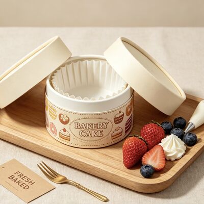 Customized Food-Grade Baking Cake Dessert Kraft Paper Tube Packaging Luxury Cylinder Cardboard Cheesecake Box Canister