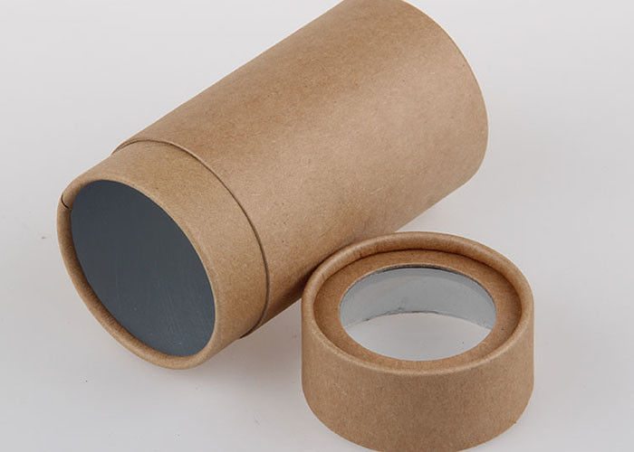 Brown-Kraftpapier-Rohr mit sichtbarer klarer Plastikfenster-Kappe für das Geschenk-Verpacken