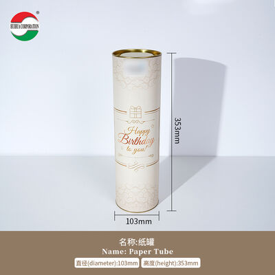 Premium Wholesale Eco-friendly Cylinder Paper Box with Metal Lid for Wine Glass Bottle Biodegradable Kraft Paper Tube Snack