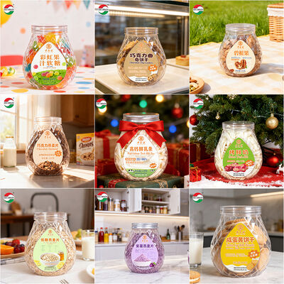 Clear Recycled Brand New Empty Jar for Customized Logo Jelly Candy Gummy Cookie Transparent PET Plastic Bottle