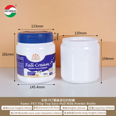2200ML 2600ML Neuer Stil kundenspezifisches Logo lebensmittelechter Kunststoff Milchpulverbehälter Kunststoffdeckel mit Schaufel