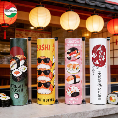 Food Grade Eco Friendly Sushi Paper Tube with Custom Logo Printed for Biodegradable Sushi Packaging