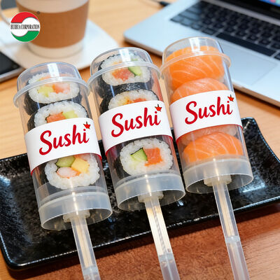 Push-Up-Röhrchen aus lebensmittelechtem PP, leere durchsichtige Kunststoff-Push-Pop-Behälter, individuelles Siebdruck-Logo für Sushi-Mousse-Kuchen-Dessert-Verpackung