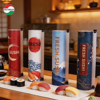 Neues Design Umweltschonendes Druckmaterial für Lebensmittelprodukte Pop Push Sushi Papierrohr Recyclingmaterialien