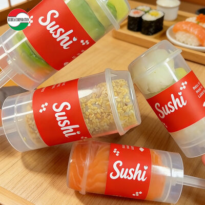 Custom Printed Eco-Friendly PP Plastic Cylinder Push-Up Tube für die Zubereitung von Kuchen und Sushi