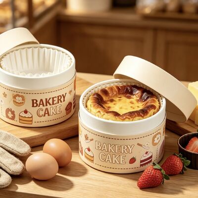 Customized Food-Grade Baking Cake Dessert Kraft Paper Tube Packaging Luxury Cylinder Cardboard Cheesecake Box Canister