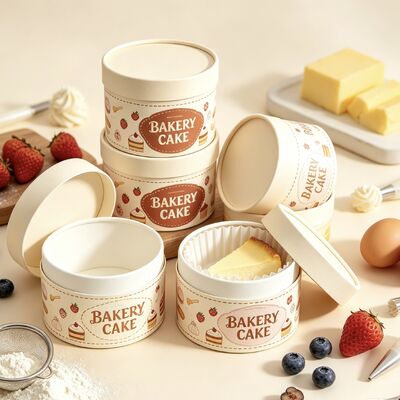 Customized Food-Grade Baking Cake Dessert Kraft Paper Tube Packaging Luxury Cylinder Cardboard Cheesecake Box Canister