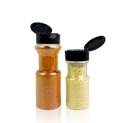 Spice Bottle With Shaker Lids Pepper Salt Jar With Flapper Cap /PET Plastic Seasoning Container