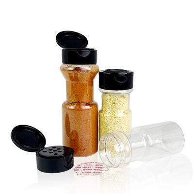 Spice Bottle With Shaker Lids Pepper Salt Jar With Flapper Cap /PET Plastic Seasoning Container