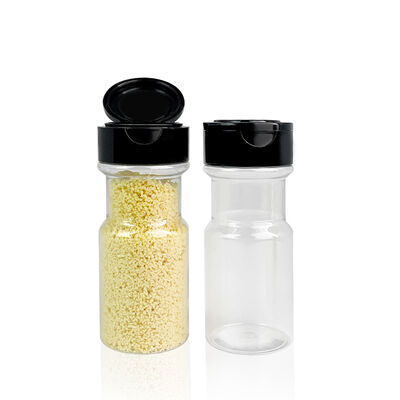 Spice Bottle With Shaker Lids Pepper Salt Jar With Flapper Cap /PET Plastic Seasoning Container