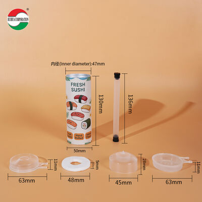 Custom Printed Push Up Sushi Paper Tube Packaging Food Grade Cylinder Can With Soy Sauce Tube Holder