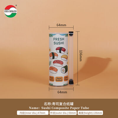 Custom Printed Push Up Sushi Paper Tube Packaging Food Grade Cylinder Can With Soy Sauce Tube Holder