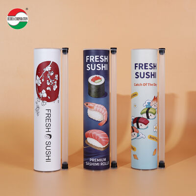 Custom Printed Push Up Sushi Paper Tube Packaging Food Grade Cylinder Can With Soy Sauce Tube Holder