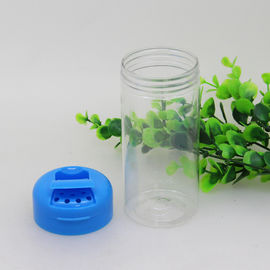 Durable Clear Plastic Cylinder / 300g Salt Or Sugar Powder Shaker Lid Flip Top Plastic Jar