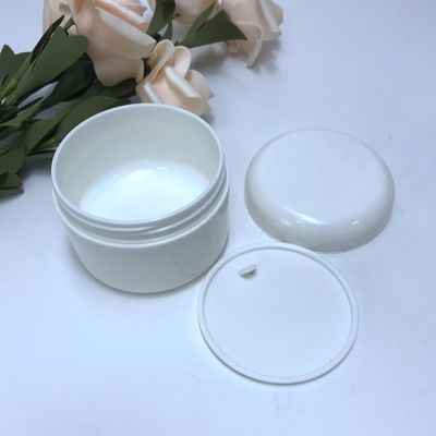 Kosmetischer weißer pp. Plastikcremetiegel des Behälter-100ml 50ml mit silbernem Rand